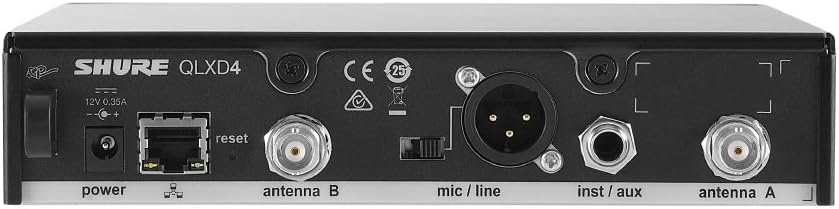 Shure QLXD4 Single Channel Receiver - for use with QLX-D Digital Wireless Systems, Transmitter Sold Separately | V50 Band (QLXD4=-V50)