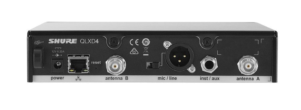 Shure QLXD4 Single Channel Receiver - for use with QLX-D Digital Wireless Systems, Transmitter Sold Separately | H50 Band (QLXD4=-H50)