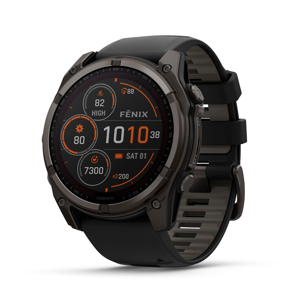 Garmin fēnix® 8 Solar, Sapphire, 47mm, Titanium, Amp Yellow/Graphite | Larger-Sized Premium Multisport Smartwatch, Solar Charging, GPS, Built-In Flashlight, Dive-Rated, Built-In Speakers & Mic