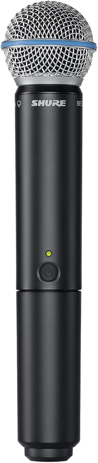 Shure BLX24/B58 Handheld Audio System H9 Band (512–542 MHz) – BLX4 Receiver, BLX2/B58 Handheld Transmitter with Beta 58A Supercardioid Capsule, Up to 14 Hr Battery, 300 ft Range