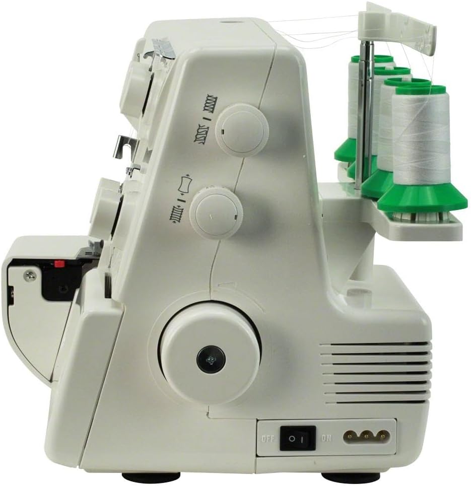Janome 8002D Overlock Machine - 3/4 Thread Serger Sewing Machine with Differential Feed System for Extra-Smooth Seams, Janome Serger with 1300 Stitches Per Minute and Easy Threading