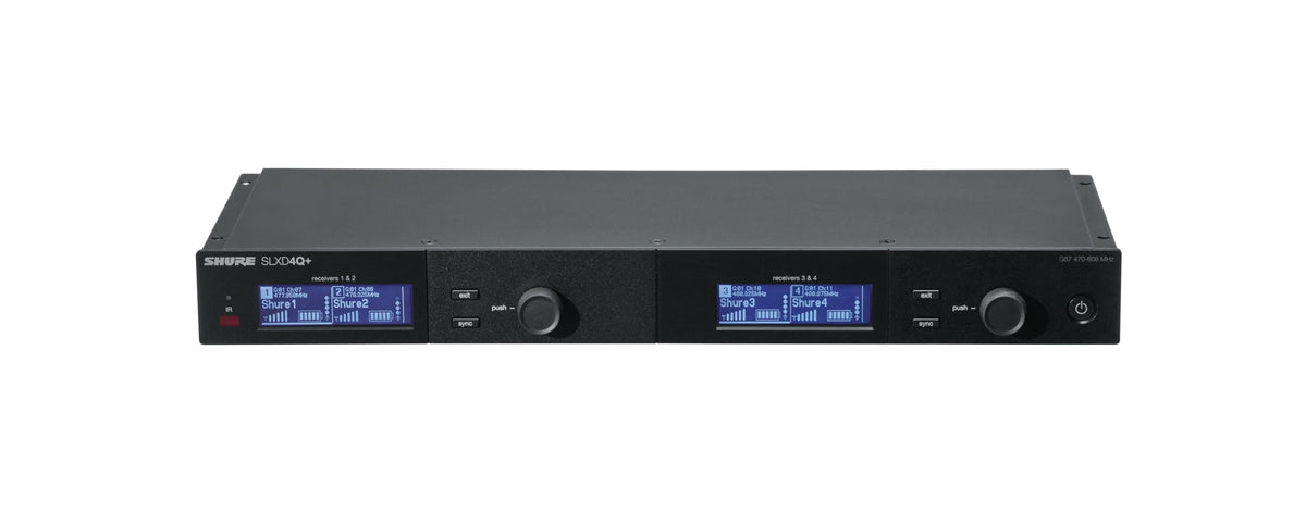 Shure SLX-D Digital Wireless Quad Receiver with Dante - 24-Bit Audio, 138MHz Wide Tuning Range, Space-Saving Design for 4 Channels (SLXD4QDAN+=-G57)