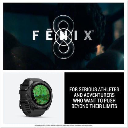 Garmin fēnix® 8, Premium Multisport Smartwatch, 51mm, Black | Larger-Sized Premium Multisport Smartwatch, AMOLED Display, GPS, Built-In Flashlight, Dive-Rated, Built-In Speakers & Mic
