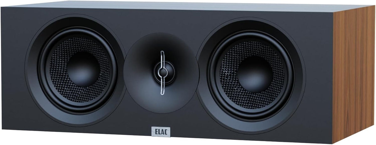 ELAC Debut 3.0 DC53-WN Center Channel Speaker, Walnut - 1” Aluminum Dome Tweeter & Dual 5.25” Aramid Fiber Woofers - 2-Way Bass Reflex - 57Hz to 38KHz Response