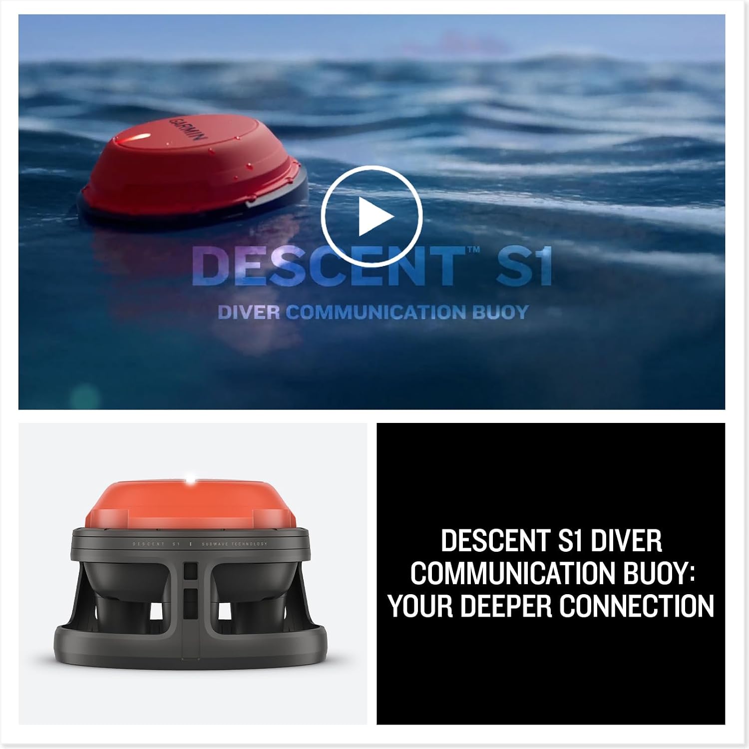 Garmin Descent™ S1 Buoy, Diver Communication & Monitoring | SubWave™ Sonar Messaging, Remote Diver Monitoring, Two-Way Messaging, Diver Location Tracking, Post-Dive Review
