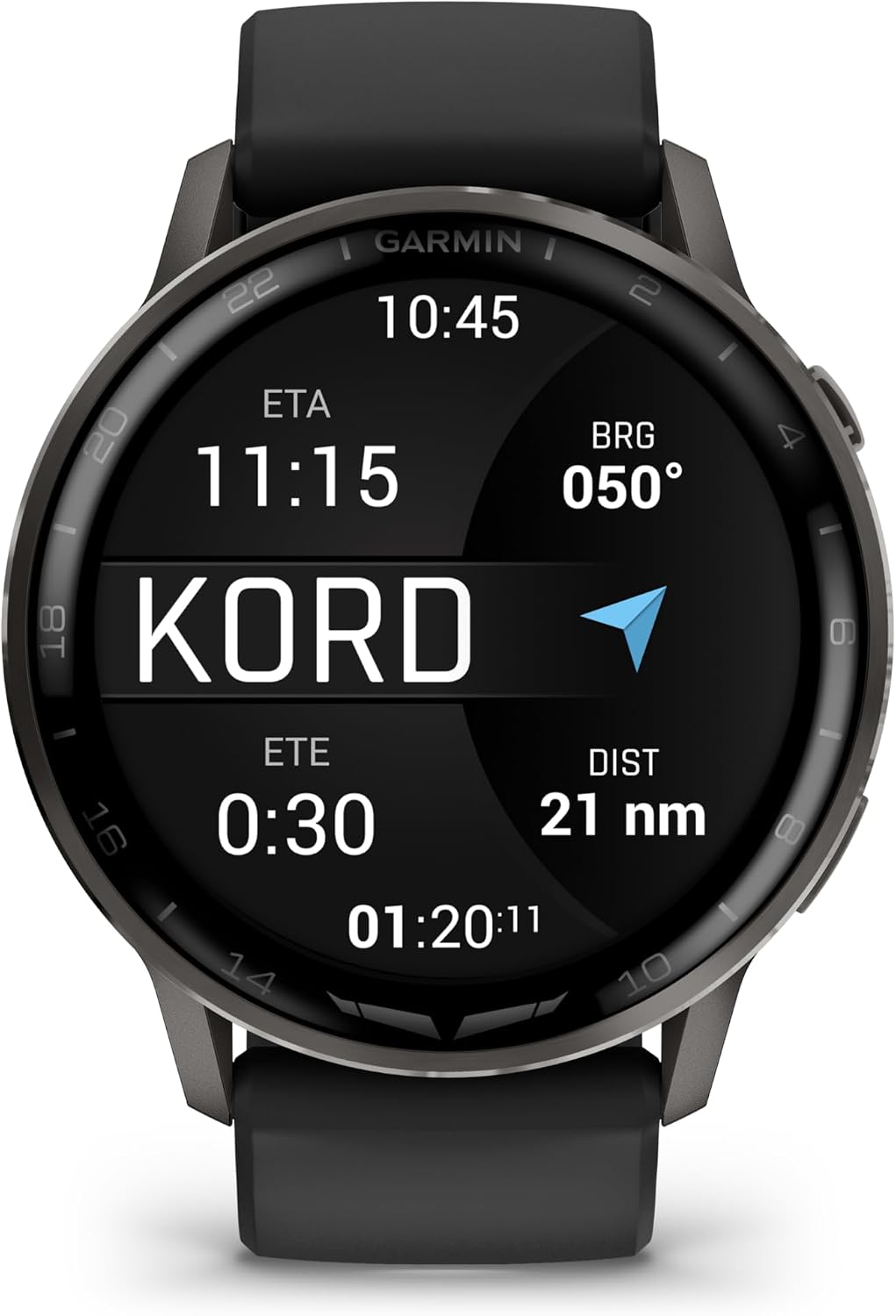 Garmin D2™ Air X15, Versatile Aviator Smartwatch with GPS, LED Flashlight, Health and Fitness Features, Aviation Weather, Built-in Microphone/Speaker, Slate with Black Silicone Band