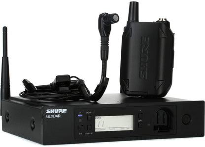 Shure GLXD14+/B98 Dual Band Digital Wireless Microphone System for Brass, Woodwinds, Percussion - 12-Hour Battery Life, 100 ft Range | Clip-on Instrument Mic, Single Channel Receiver (GLXD14+/B98-Z3)