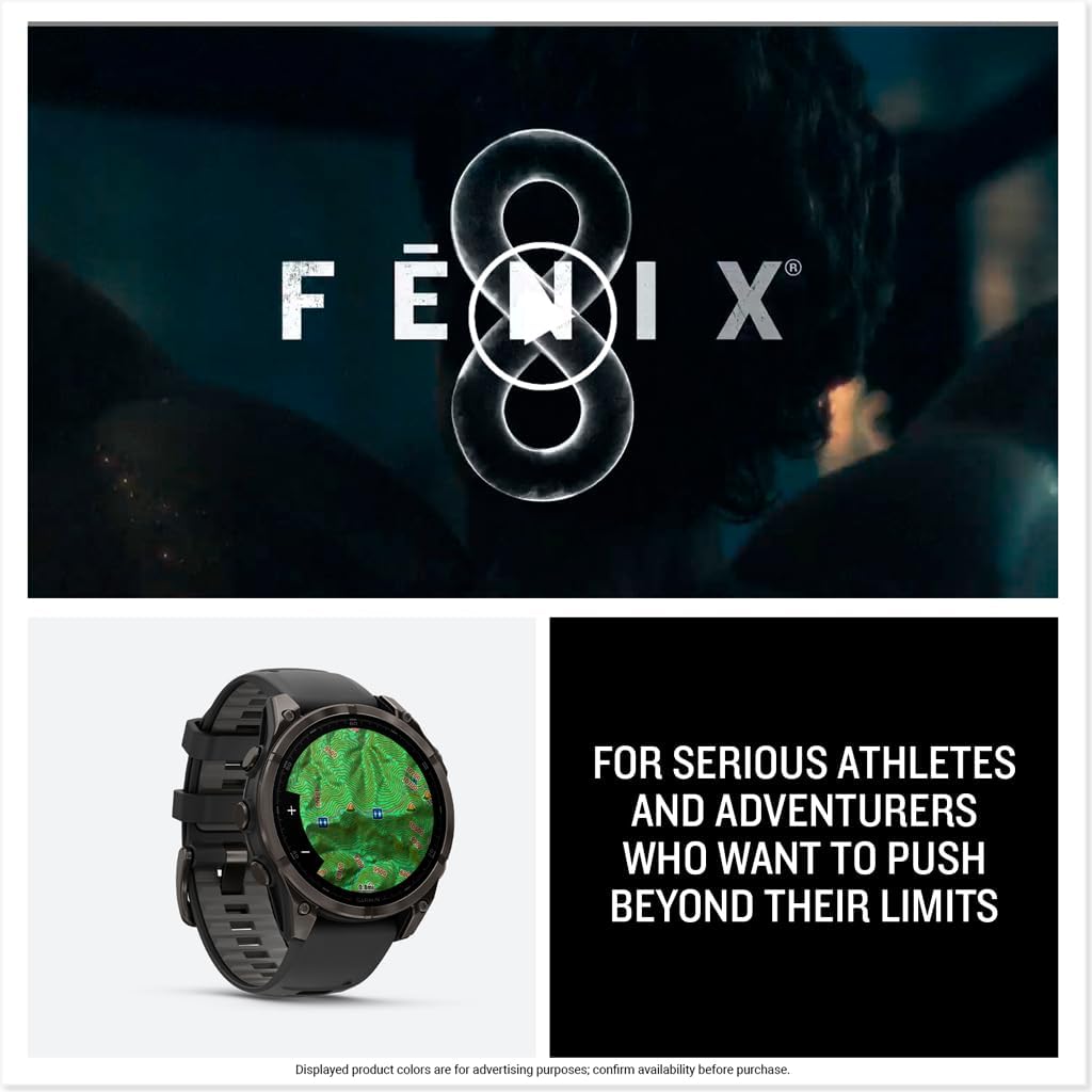 Garmin fēnix® 8, Sapphire, 47mm, DLC Titanium, Black/Pebble Gray | Premium Multisport Smartwatch, AMOLED Display, GPS, Built-In Flashlight, Dive-Rated, Built-In Speakers & Mic