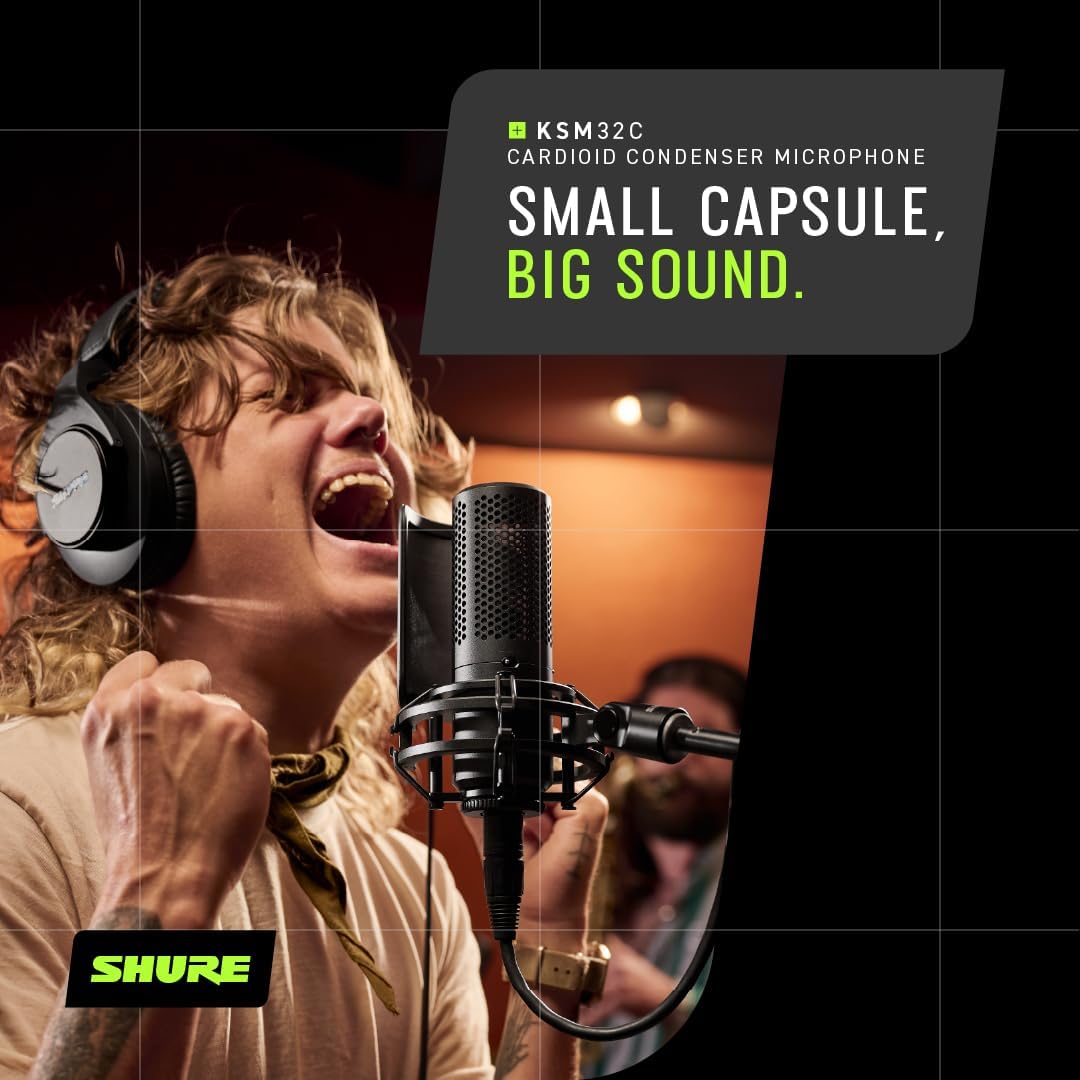 Shure KSM32C Studio Kit Cardioid Condenser Microphone - Precision ¾” Capsule, Low-Frequency Excellence, Ultra-Low Self-Noise, Off-Axis Rejection