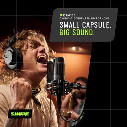 Shure KSM32C Stage Kit Cardioid Condenser Microphone - Precision ¾” Capsule, Low-Frequency Excellence, Ultra-Low Self-Noise, Off-Axis Rejection