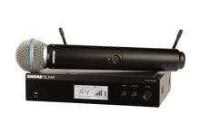 Shure BLX24/B58 Handheld Audio System H10 Band (542–572 MHz) – BLX4 Receiver, BLX2/B58 Handheld Transmitter with Beta 58A Supercardioid Capsule, Up to 14 Hr Battery, 300 ft Range