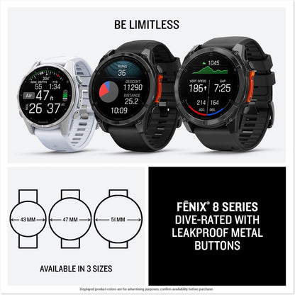 Garmin fēnix® 8, Sapphire, 43mm, Fog Gray/Dark Sandstone | Premium Multisport Smartwatch, AMOLED Display, GPS, Built-In Flashlight, Dive-Rated, Built-In Speakers & Mic