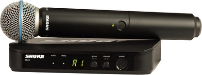 Shure BLX24/B58 Handheld Audio System H9 Band (512–542 MHz) – BLX4 Receiver, BLX2/B58 Handheld Transmitter with Beta 58A Supercardioid Capsule, Up to 14 Hr Battery, 300 ft Range