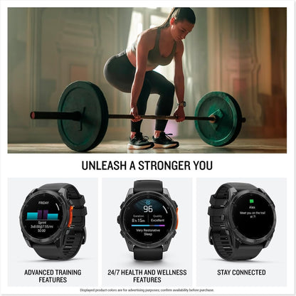 Garmin fēnix® 8, Premium Multisport Smartwatch, 51mm, Black | Larger-Sized Premium Multisport Smartwatch, AMOLED Display, GPS, Built-In Flashlight, Dive-Rated, Built-In Speakers & Mic
