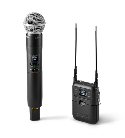 Shure SLXD25/SM58 Portable Digital Wireless System with SLXD2 Handheld Transmitter with SM58 legendary Cardioid Dynamic Vocal Microphone and SLXD5 Single-Channel Receiver | G58 Band (SLXD25/SM58-G58)
