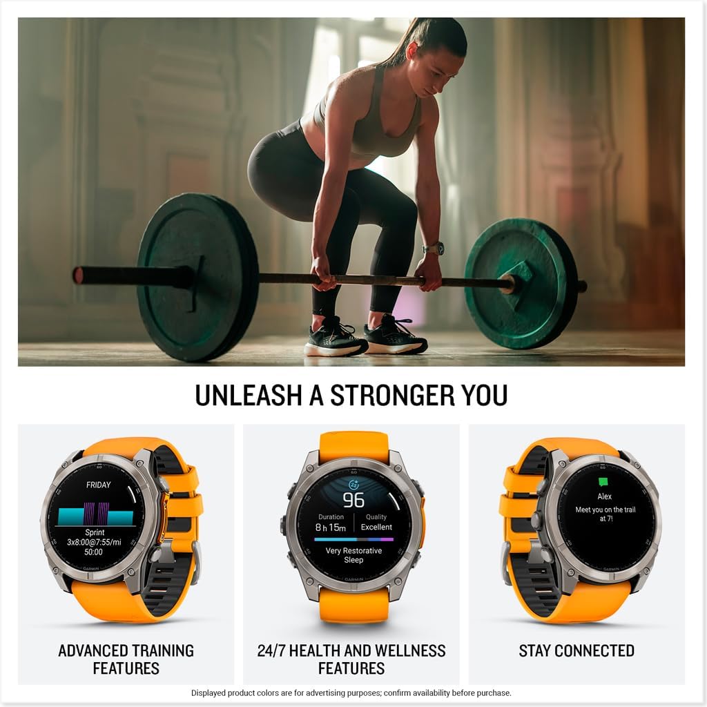 Garmin fēnix® 8, Sapphire, Titanium, 51mm, Spark Orange/Graphite | Larger-Sized Premium Multisport Smartwatch, AMOLED Display, GPS, Built-In Flashlight, Dive-Rated, Built-In Speakers & Mic