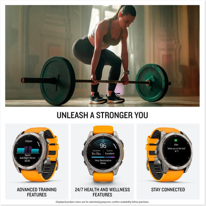Garmin fēnix® 8, Sapphire, Titanium, 51mm, Spark Orange/Graphite | Larger-Sized Premium Multisport Smartwatch, AMOLED Display, GPS, Built-In Flashlight, Dive-Rated, Built-In Speakers & Mic