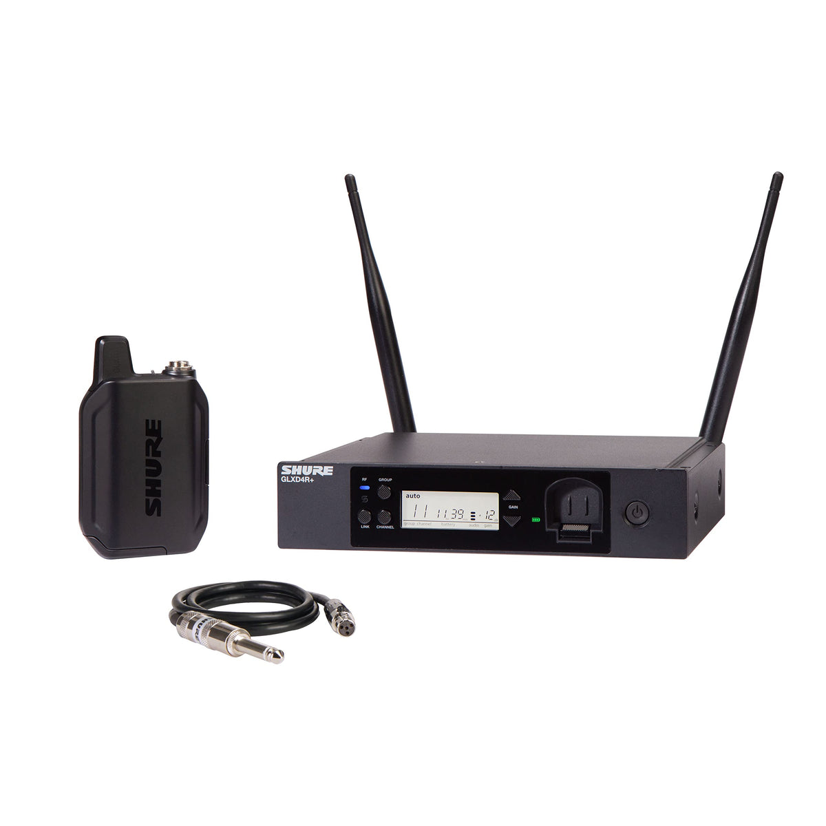 Shure GLXD14+ Dual Band Pro Digital Wireless System for Guitar and Bass - 12-Hour Battery Life, 100 ft Range | Includes 1/4" Jack Instrument Cable & Single Channel Receiver (GLXD14+-Z3)