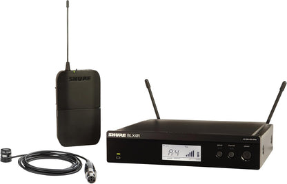 Shure BLX14R/W85M Rack-Mount Lavalier Audio System H10 Band (542–572 MHz) – BLX4R Receiver, BLX1 Bodypack & WL185m Cardioid Lavalier Mic, Up to 14 Hr Battery, 300 ft Range