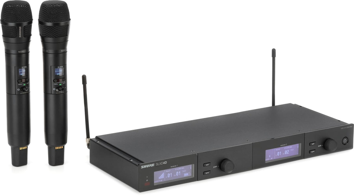Shure SLXD24/N8SB Wireless Microphone System - Includes SLXD2 Handheld Transmitter with Nexadyne 8/S Black Vocal Mic Capsule and SLXD4 Single Channel Rack Mount Receiver | G58 Band (SLXD24/N8SB-G58)
