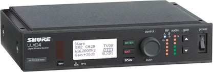 Shure ULXD4 Single Channel Receiver - for use with ULX-D Digital Wireless Microphone Systems, Transmitter Sold Separately | H50 Band (ULXD4=-H50)