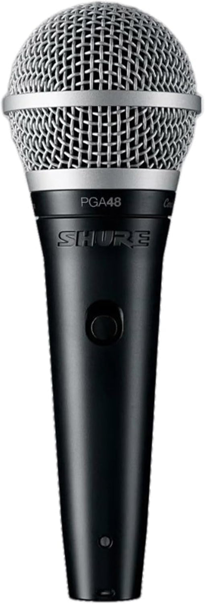 Shure PGA48 Dynamic Microphone - Handheld Mic for Vocals with Cardioid Pick-up Pattern, Discrete On/Off Switch, 3-pin XLR Connector, 15' XLR-to-QTR Cable, Stand Adapter and Zipper Pouch (PGA48-QTR)
