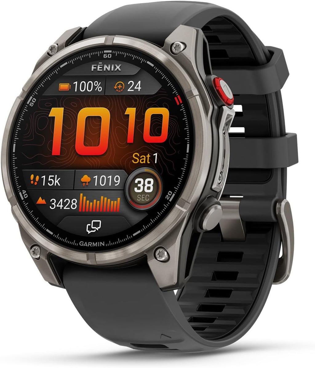 Garmin fēnix® 8 Pro, 47mm, Sapphire, Titanium, Graphite/Black | Premium Multisport Smartwatch, inReach® Technology, AMOLED Display, Built-In Flashlight, Dive-Rated, Built-In Speakers & Mic