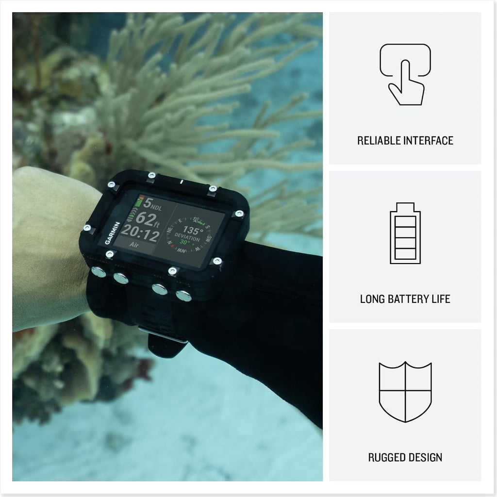 Garmin Descent™ X30, Rugged Dive Computer with Surface GPS | Vibrant 2.4" Color Display, Mutliple Dive Profiles, 10 ATM Dive-Rated, Mark Entry & Exit Points, Up to 30 Hours Battery Life