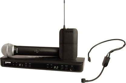 Shure BLX1288/P31 Dual-Channel Wireless Audio Kit, H10 Band (542–572 MHz) – BLX88 Receiver, PG58 Handheld & PGA31 Headset Mics – Up to 14 Hr Battery, 300 ft Range
