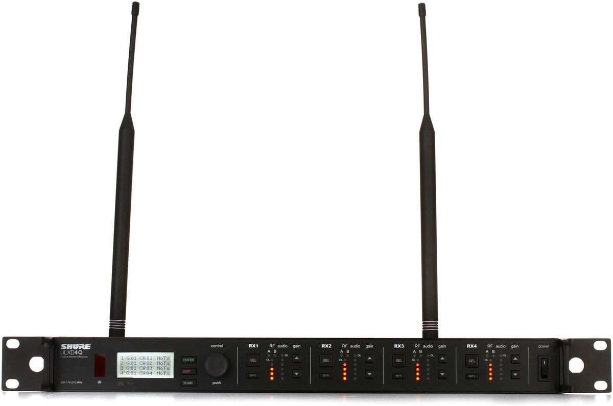 Shure ULXD4 Single Channel Receiver - for use with ULX-D Digital Wireless Microphone Systems, Transmitter Sold Separately | V50 Band (ULXD4=-V50)