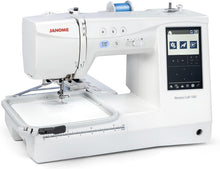 Janome Memory Craft 1000 Embroidery Sewing Machine Combo - Computerized Machine with 300 Built in Stitches, 241 Designs, 12 One Step Buttonholes, Easy Hoop Tightening System, 5.5x5.5" Max