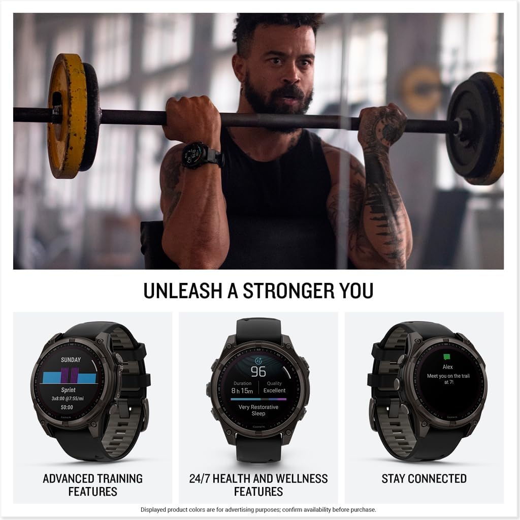 Garmin fēnix® 8 Solar Sapphire, 47mm DLC Titanium Black/Pebble Gray | Premium Multisport Smartwatch, AMOLED Display, GPS, Built-In Flashlight, Dive-Rated, Built-In Speakers & Mic