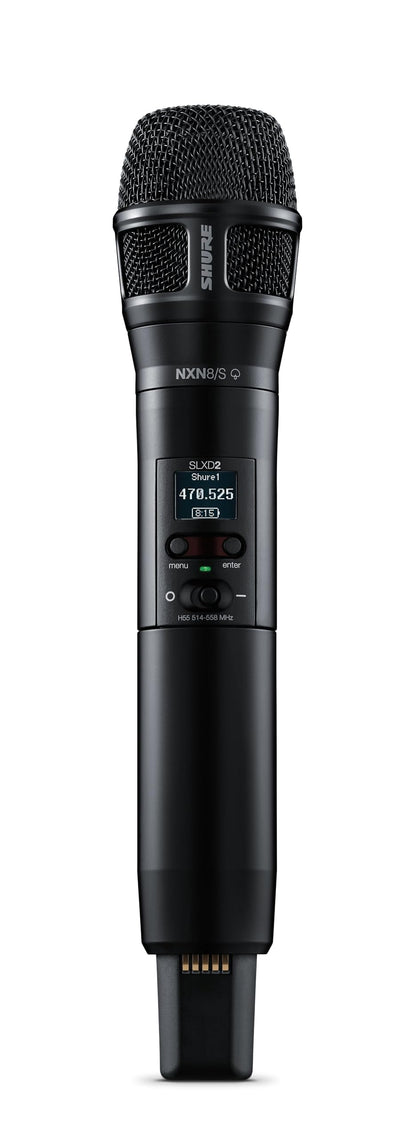 Shure SLXD24/N8SB Wireless Microphone System - Includes SLXD2 Handheld Transmitter with Nexadyne 8/S Black Vocal Mic Capsule and SLXD4 Single Channel Rack Mount Receiver | G58 Band (SLXD24/N8SB-G58)