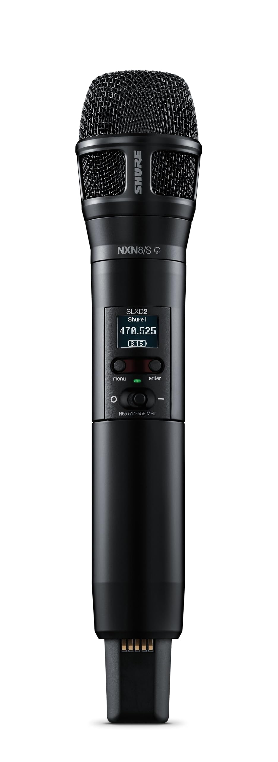 Shure SLXD2/N8CB Handheld Transmitter with Nexadyne 8/C Black Cardioid Vocal Mic Capsule - for use with SLX-D Digital Wireless Microphone Systems, Receiver Sold Separately | H55 Band (SLXD2/N8CB=-H55)