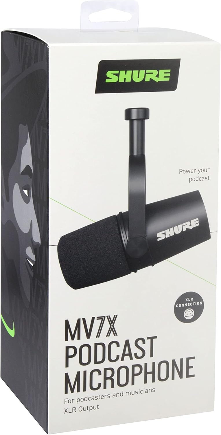 Shure MV7X XLR Dynamic Podcast & Recording Microphone - Black