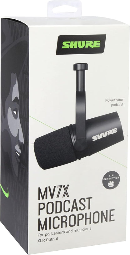 Shure MV7X XLR Dynamic Podcast & Recording Microphone - Black