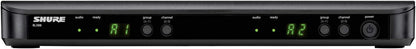 Shure BLX288/SM58 Dual-Channel Wireless Audio System H9 Band (512–542 MHz) – BLX88 Receiver, (2) BLX2 Transmitters with SM58 Dynamic Mic, Up to 14 Hr Battery, 300 ft Range