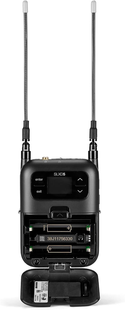 Shure SLXD15/UL4B Portable Digital Wireless System with SLXD1 Bodypack Transmitter, SLXD5 Single Channel Receiver and UniPlex UL4B Cardioid Lavalier Microphone | H55 Band (SLXD15/UL4B-H55)