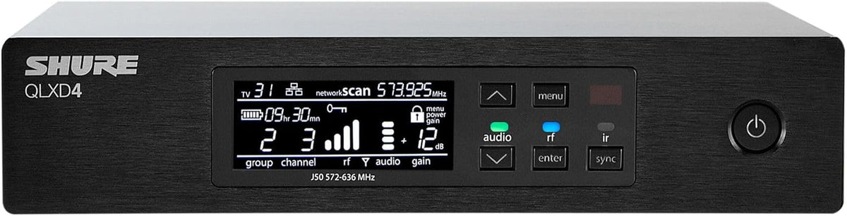 Shure QLXD4 Single Channel Receiver - for use with QLX-D Digital Wireless Systems, Transmitter Sold Separately | J50A BAnd (QLXD4=-J50A)