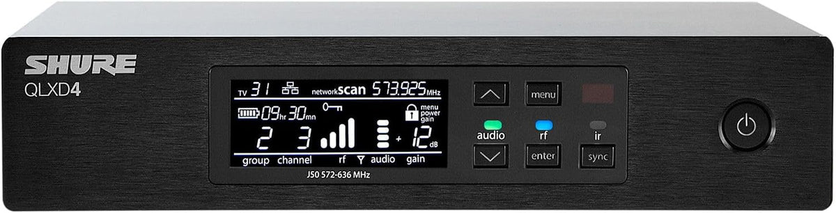 Shure QLXD4 Single Channel Receiver - for use with QLX-D Digital Wireless Systems, Transmitter Sold Separately | J50A BAnd (QLXD4=-J50A)