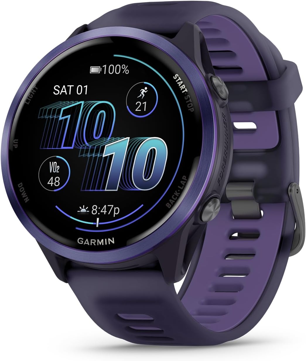 Garmin Forerunner® 570, 47mm, Aluminum, Imperial Purple/Indigo | Advanced GPS Running & Triathlon Smartwatch, AMOLED Display, Training & Recovery Features