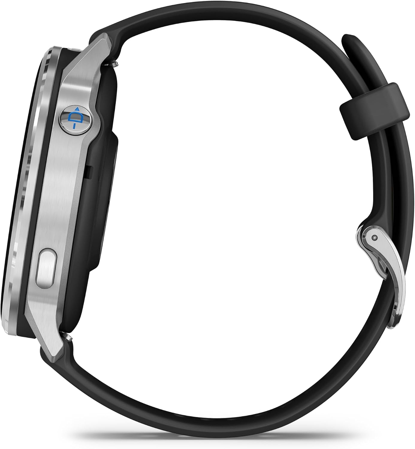 Garmin D2™ Air X15, Versatile Aviator Smartwatch with GPS, LED Flashlight, Health and Fitness Features, Aviation Weather, Built-in Microphone/Speaker, Silver with Black Silicone Band