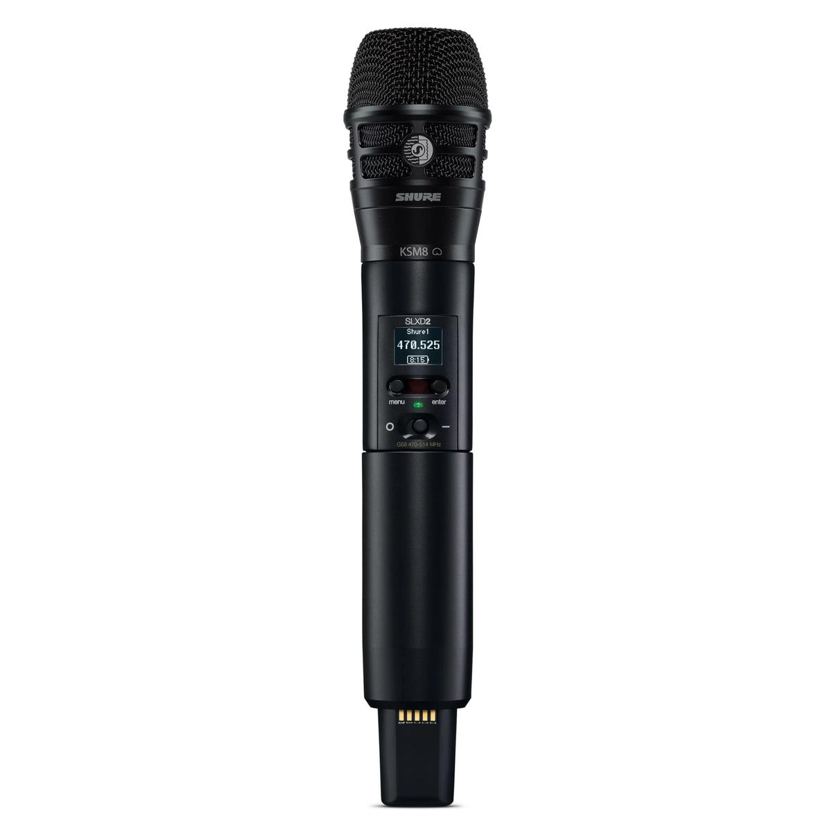 Shure SLXD2/K8B Handheld Transmitter with KSM8 Black Vocal Mic Capsule - for use with SLX-D Digital Wireless Microphone Systems, Receiver Sold Separately | G58 Band (SLXD2/K8B=-G58)