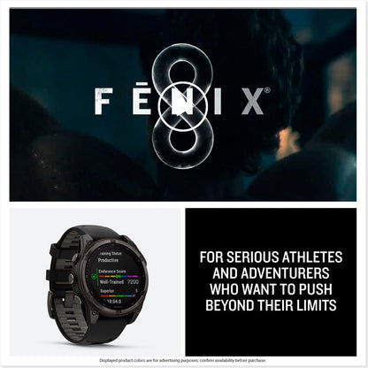 Garmin fēnix® 8 Solar Sapphire, 47mm DLC Titanium Black/Pebble Gray | Premium Multisport Smartwatch, AMOLED Display, GPS, Built-In Flashlight, Dive-Rated, Built-In Speakers & Mic