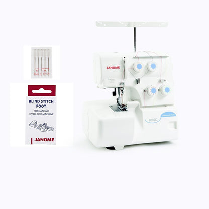 Janome 8002D Overlock Machine - 3/4 Thread Serger Sewing Machine with Differential Feed System for Extra-Smooth Seams, Janome Serger with 1300 Stitches Per Minute and Easy Threading