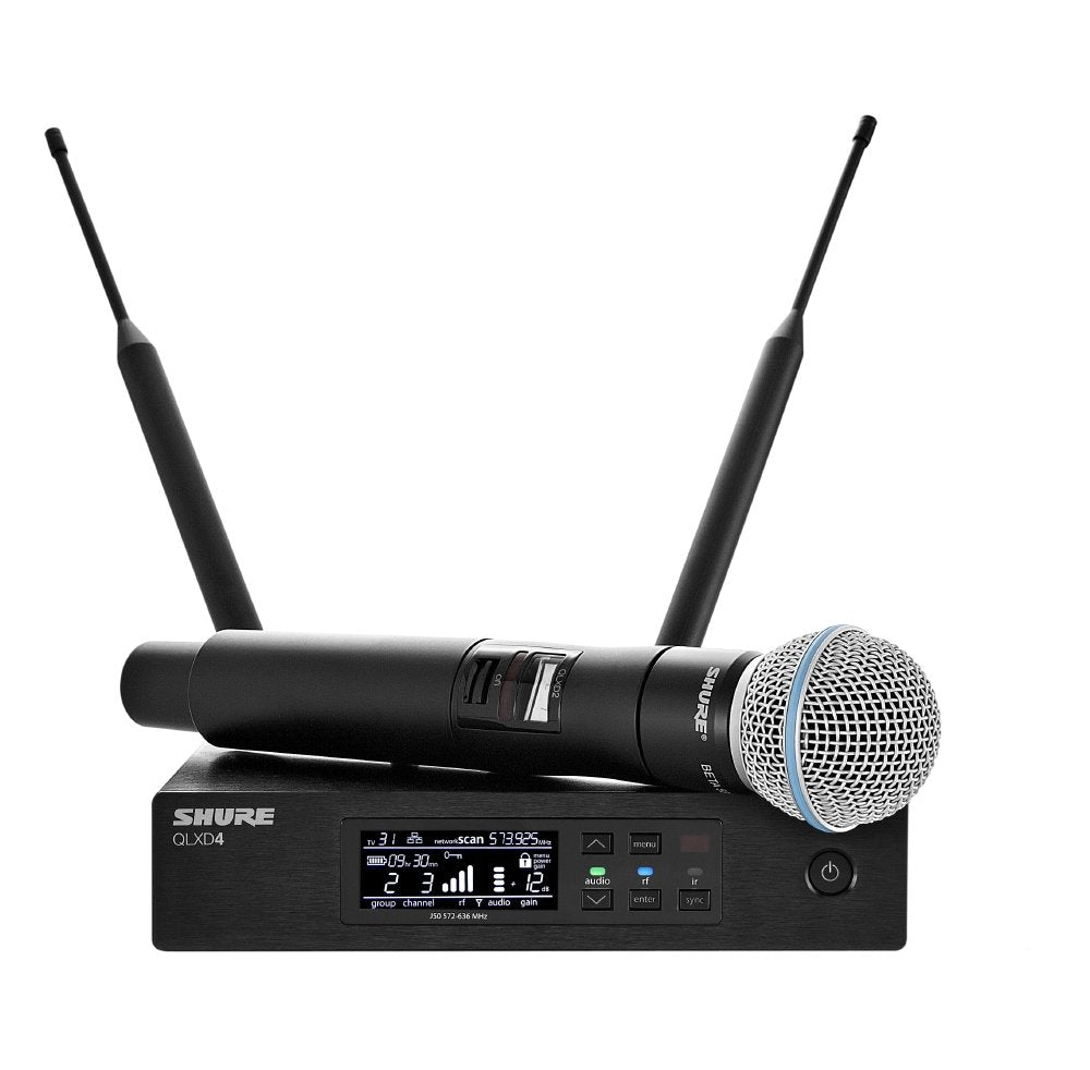 Shure QLXD2/B58 Handheld Transmitter with BETA 58A Vocal Mic Capsule - for use with QLX-D Digital Wireless Microphone Systems, Receiver Sold Separately | G50 Band (QLXD2/B58=-G50)