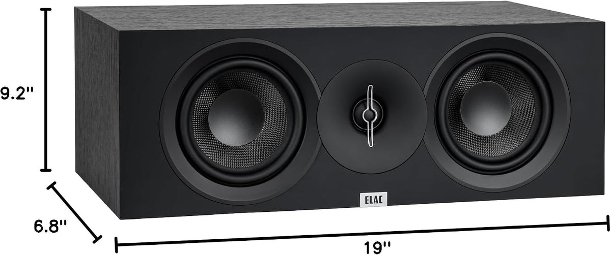 ELAC Debut 3.0 DC53-BK Center Channel Speaker, Black Ash - 1” Aluminum Dome Tweeter & Dual 5.25” Aramid Fiber Woofers - 2-Way Bass Reflex - 57Hz to 38KHz Response