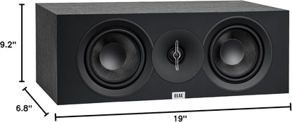 ELAC Debut 3.0 DC53-BK Center Channel Speaker, Black Ash - 1” Aluminum Dome Tweeter & Dual 5.25” Aramid Fiber Woofers - 2-Way Bass Reflex - 57Hz to 38KHz Response