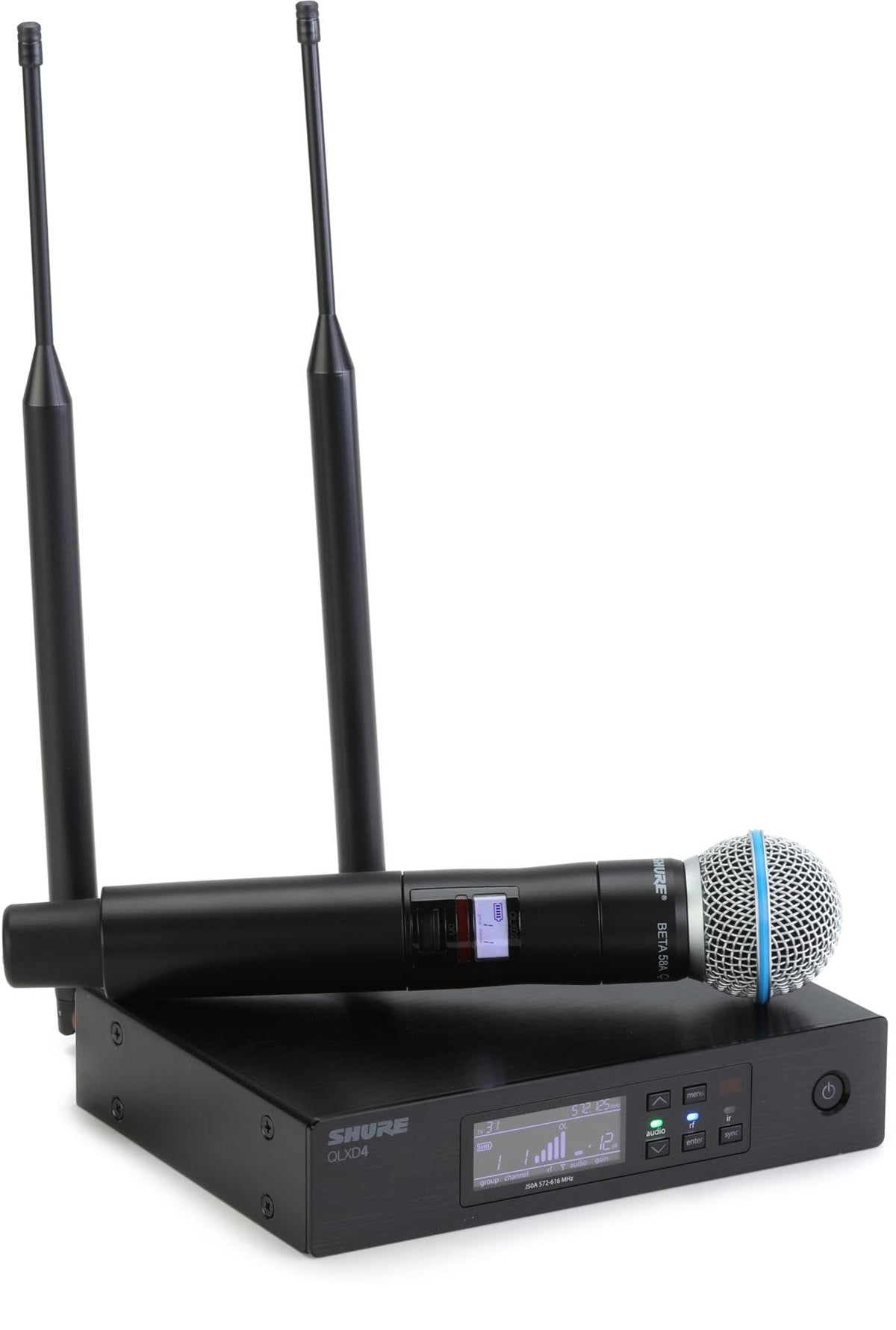 Shure QLXD2/B58 Handheld Transmitter with BETA 58A Vocal Mic Capsule - for use with QLX-D Digital Wireless Microphone Systems, Receiver Sold Separately | G50 Band (QLXD2/B58=-G50)