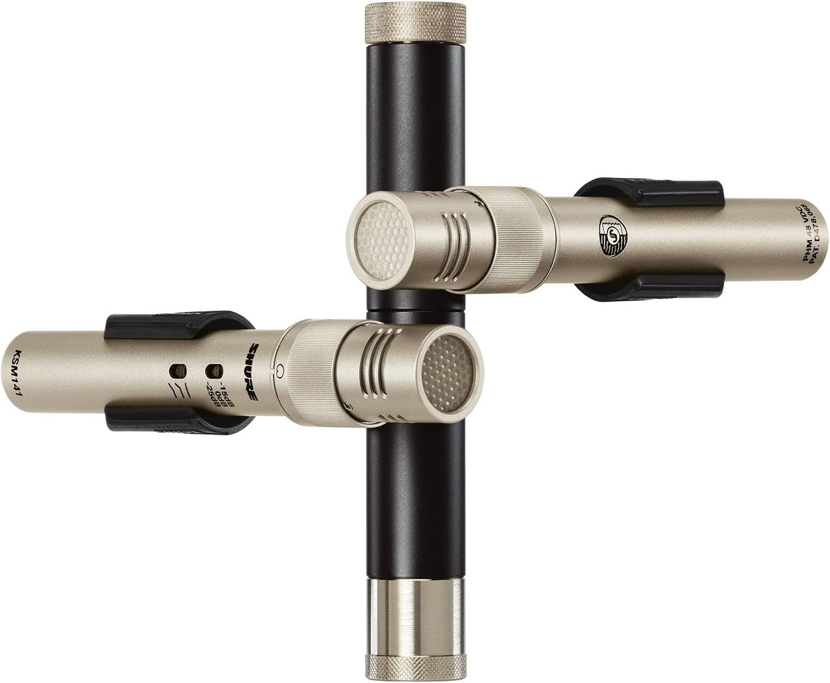 Shure KSM141/SL Stereo Pair with (2) KSM141, (2) Foam Windscreens, A27M Stereo Microphone Adapter and Carrying Case